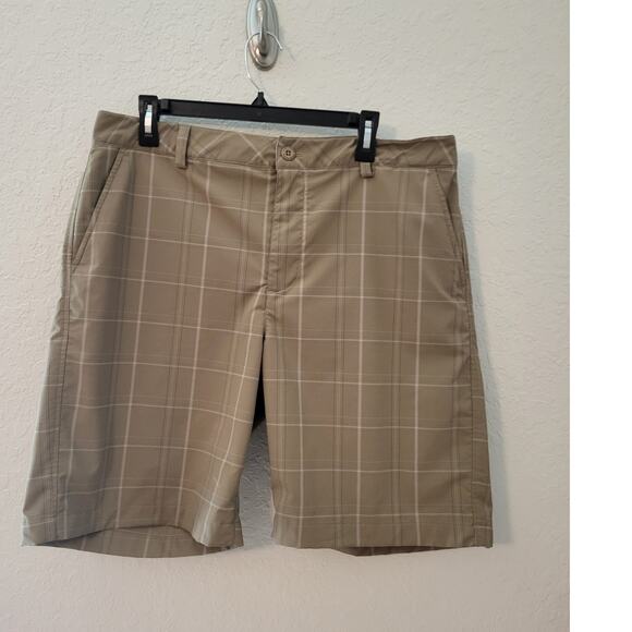 Under Armour Other - Under Armour Tan Plaid Performance Golf Shorts Size 36 Activewear